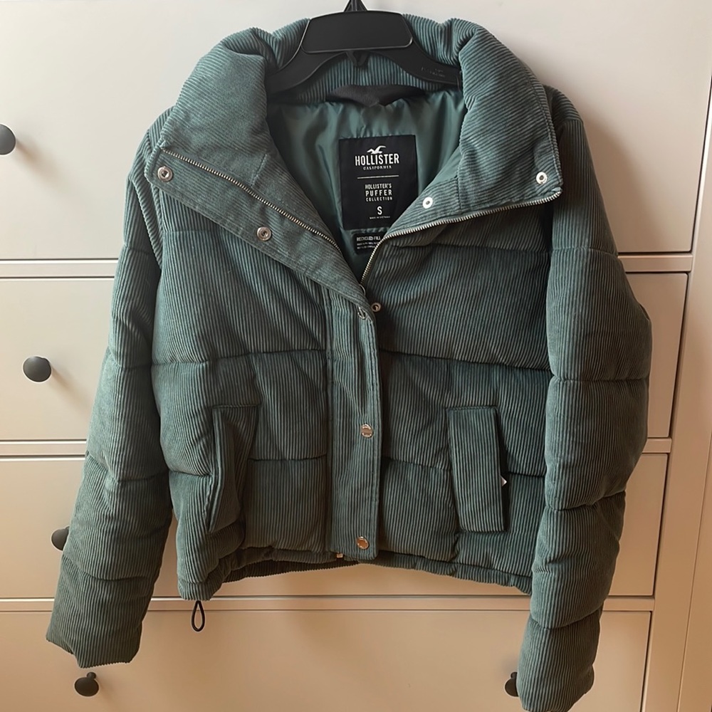 Teal Corduroy Puffer Hollister